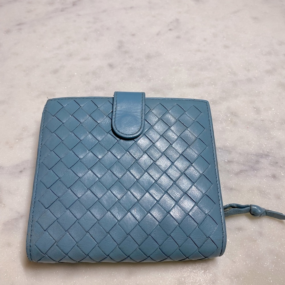 Bottega Veneta Light Blue Intrecciato Leather Wallet